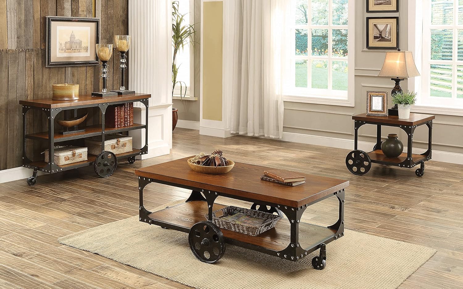 Rustic Brown End Table with Casters G655070