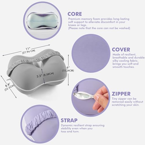 Grey Large Memory Foam Knee Pillow with Washable Cooling Cover S948131