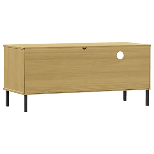 Brown Solid Wood Pine TV Stand with Storage O749347