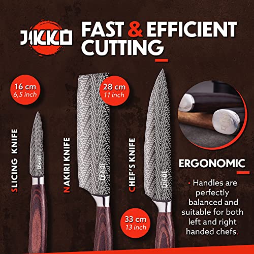 6 Piece Japanese Carbon Steel Kitchen Knife Set with Walnut and Mahogany Wood Handles F367933