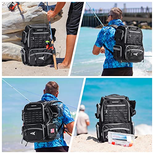 43L Fishing Tackle Backpack with Rod Holders and Rain Cover C5466
