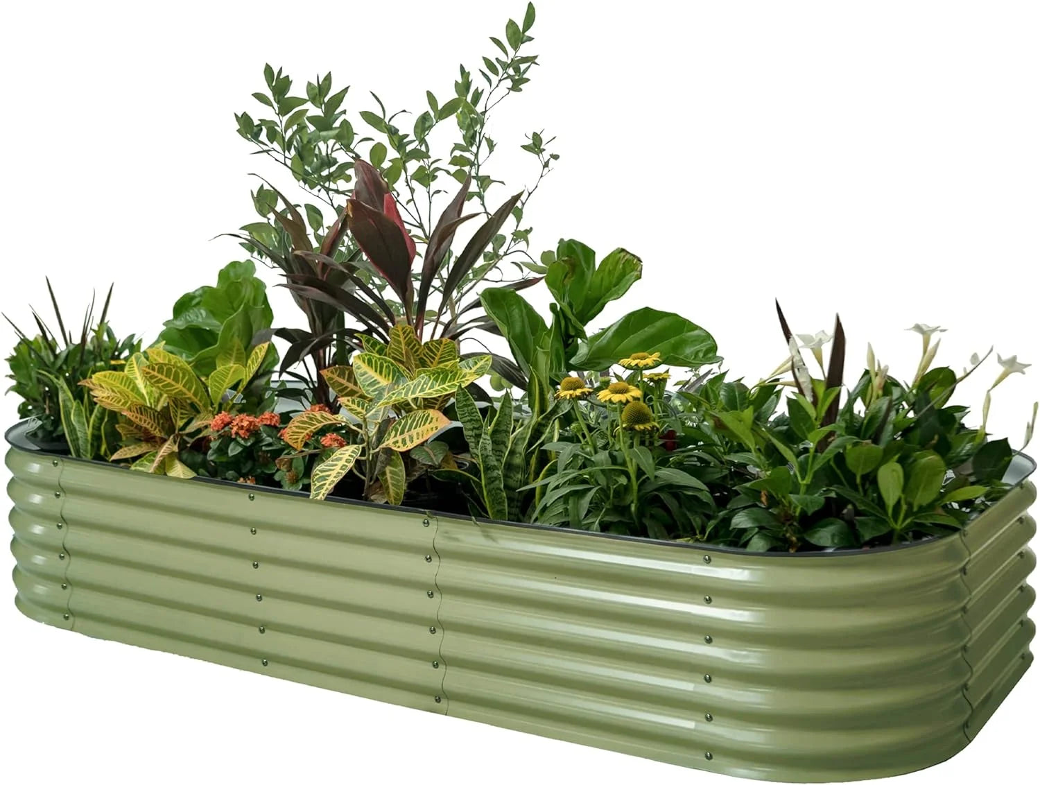 17" 10 in 1 Modular Metal Raised Gardening Bed Olive Green K70118