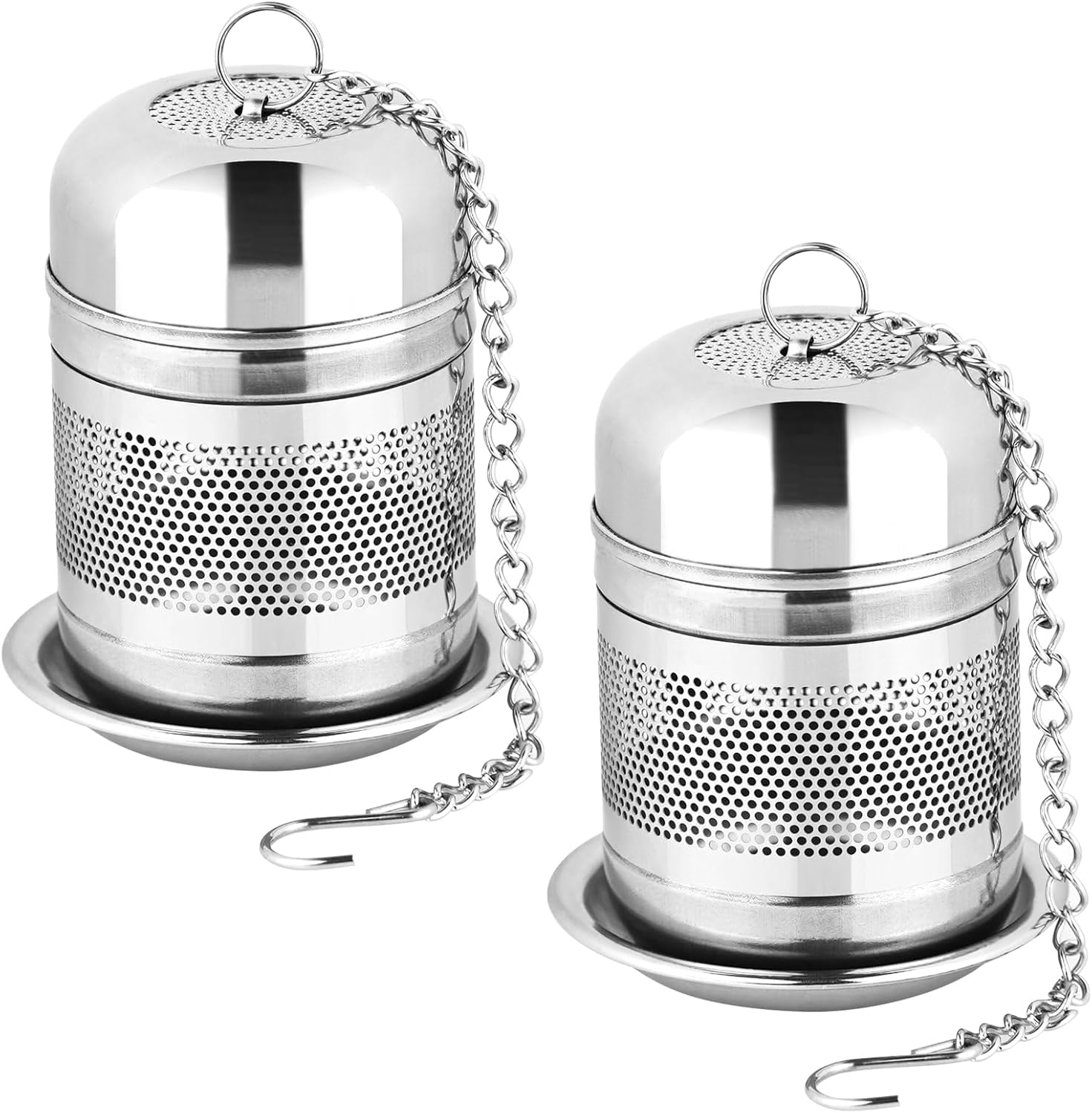 2PCS Stainless Steel Fine Mesh Tea Infuser Strainer with Lid X79770
