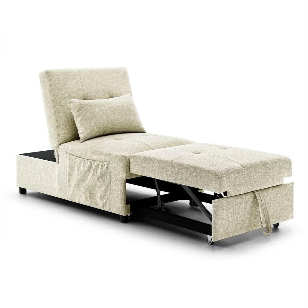 Beige Folding Sofa Bed Chair with Storage Bag V990626