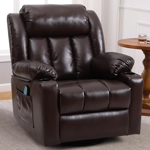 Overstuffed Manual Recliner Chair with Massage and Heat, Lime Gray T731