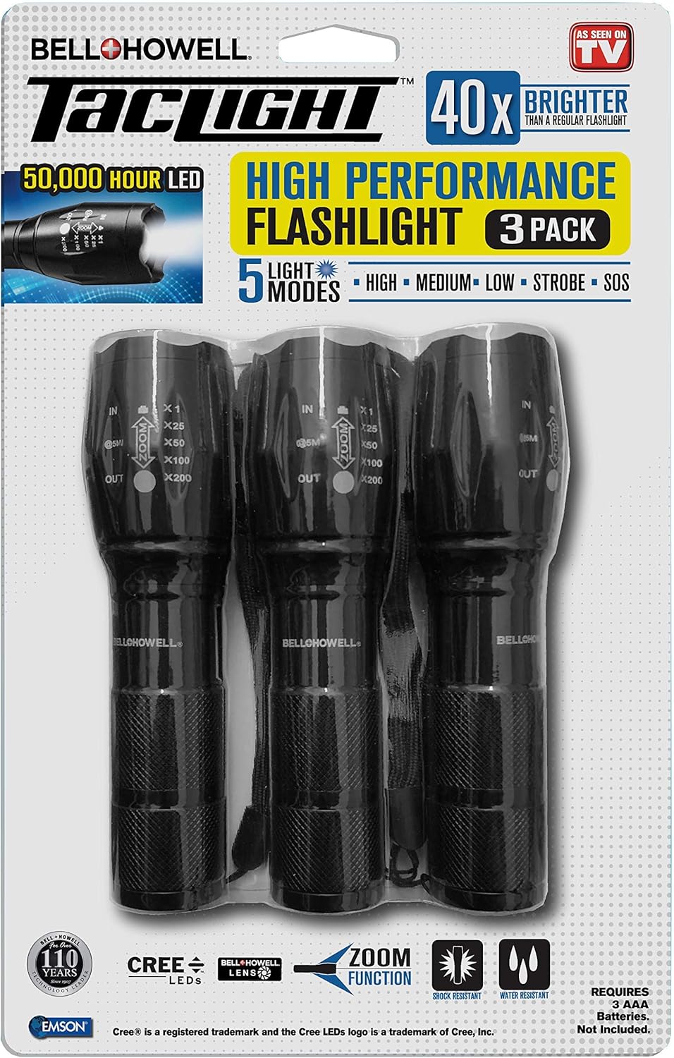 High Lumens LED Tactical Flashlight Set of 3 S68851
