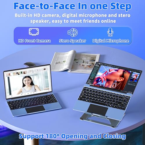 Blue Laptop Computer, Celeron N5105, 16GB RAM, 512G SSD, FHD IPS, Win 11 Pro, Convertible 180° U915156