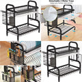 Adjustable 2-Tier Large Dish Drying Rack with Cutting Board Holder B458659