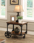 Rustic Brown End Table with Casters G655070