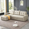 Beige L-Shape Sleeper Sectional Sofa with Pull-Out Bed D625469