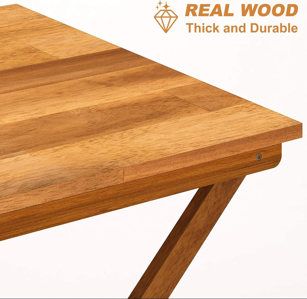 Wood Folding Table 29.5" x 29.5" x 28.7" Golden Teak V9743
