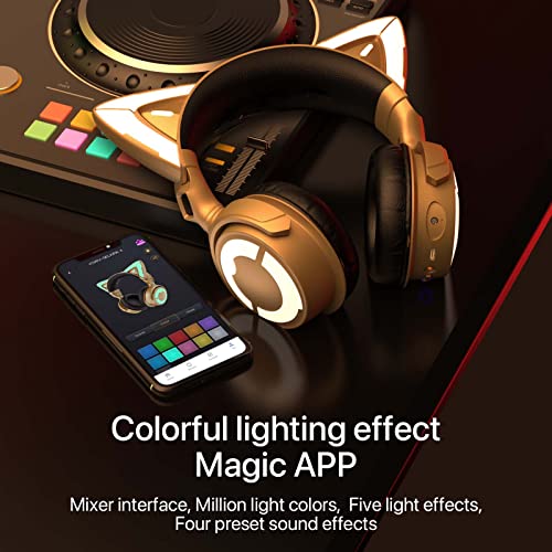 Cat Ear Headphones Wireless Bluetooth Noise Cancelling Headphones RGB Gaming Headset with Mic X3359