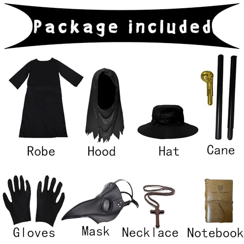 Plague Doctor Costume Set 8 in 1 Halloween Costumes Plague Doctor Mask Outfit U5879