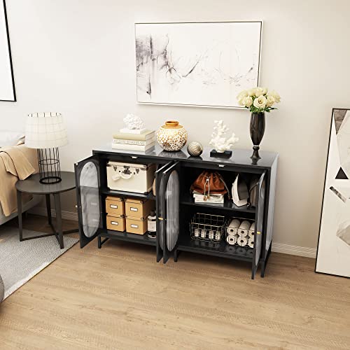 Natural Accent Storage Cabinet with Glass Doors and Adjustable Shelves U63148