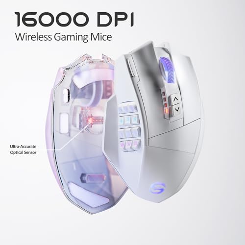 Wireless MMO Gaming Mouse, 16,000 DPI Optical Sensor, 16 Programmable Buttons H467
