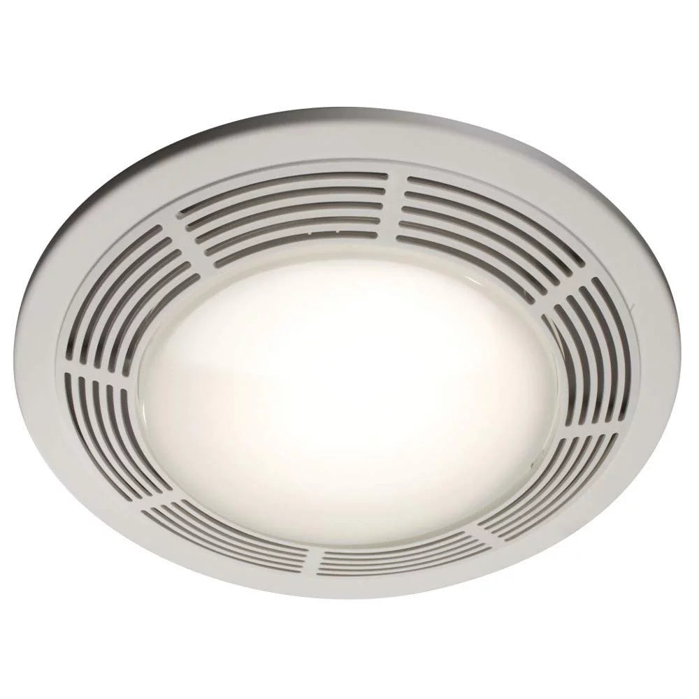 White Round Fan and Light Combo, 100 CFM N392016