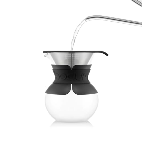 17oz Pour Over Coffee Maker with Reusable Stainless Steel Filter and Black Sleeve I4590