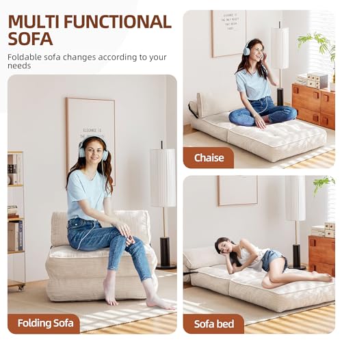 Grayish Blue Folding Sofa Bed with Corduroy Fabric Q995574