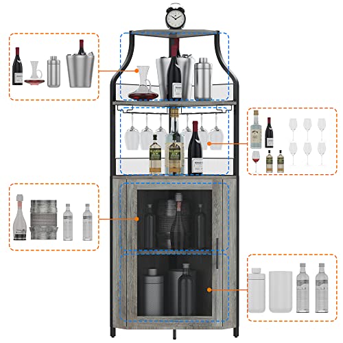 Black Corner Bar Cabinet with Detachable Wine Rack S26949