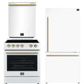 30 Electric Range, Refrigerator and Dishwasher in White with Antique Brass Handles C356933