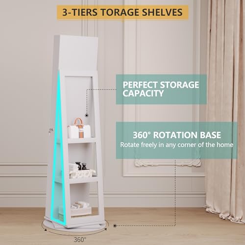 Black Swivel Jewelry Cabinet with Lights and Full Length Mirror P965
