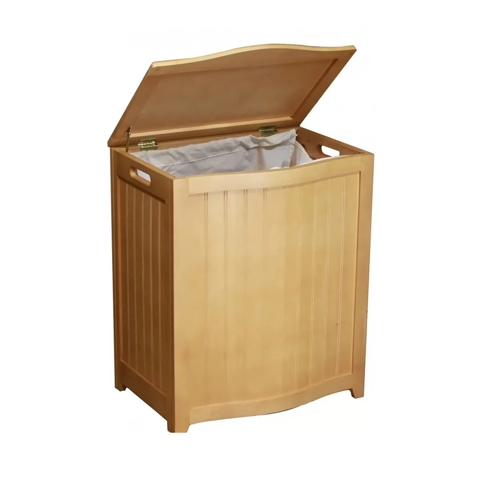 Natural Finished Wood Laundry Hamper with Interior Bag W2731