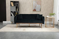 Black Velvet Convertible Sleeper Futon Sofa Bed with Metal Legs U66276