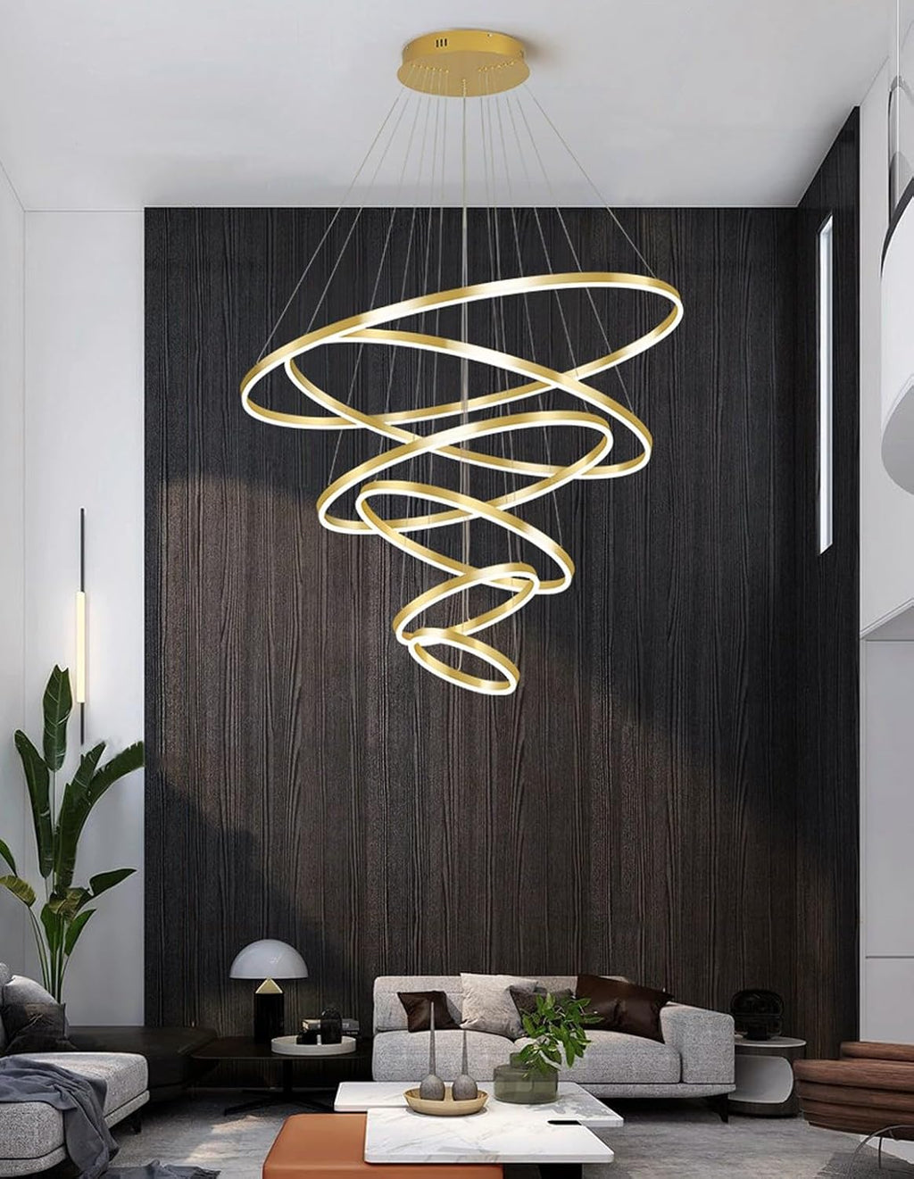 6 Rings Gold LED Chandelier with Remote Control K88675