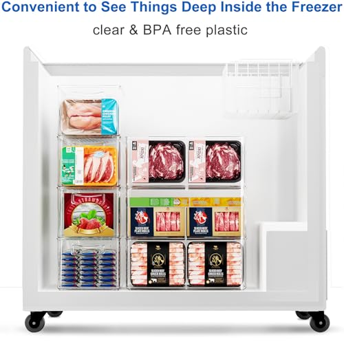 2 Pack Deep Freezer Organizer Bins, Stackable Chest Freezer Storage Bins, Food-Grade Plastic C1526
