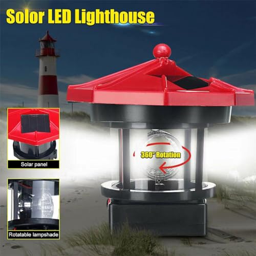 Black and White Solar LED Lighthouse D5861