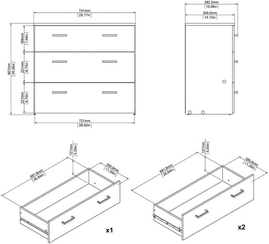 Oak 3 Drawer Chest L3846