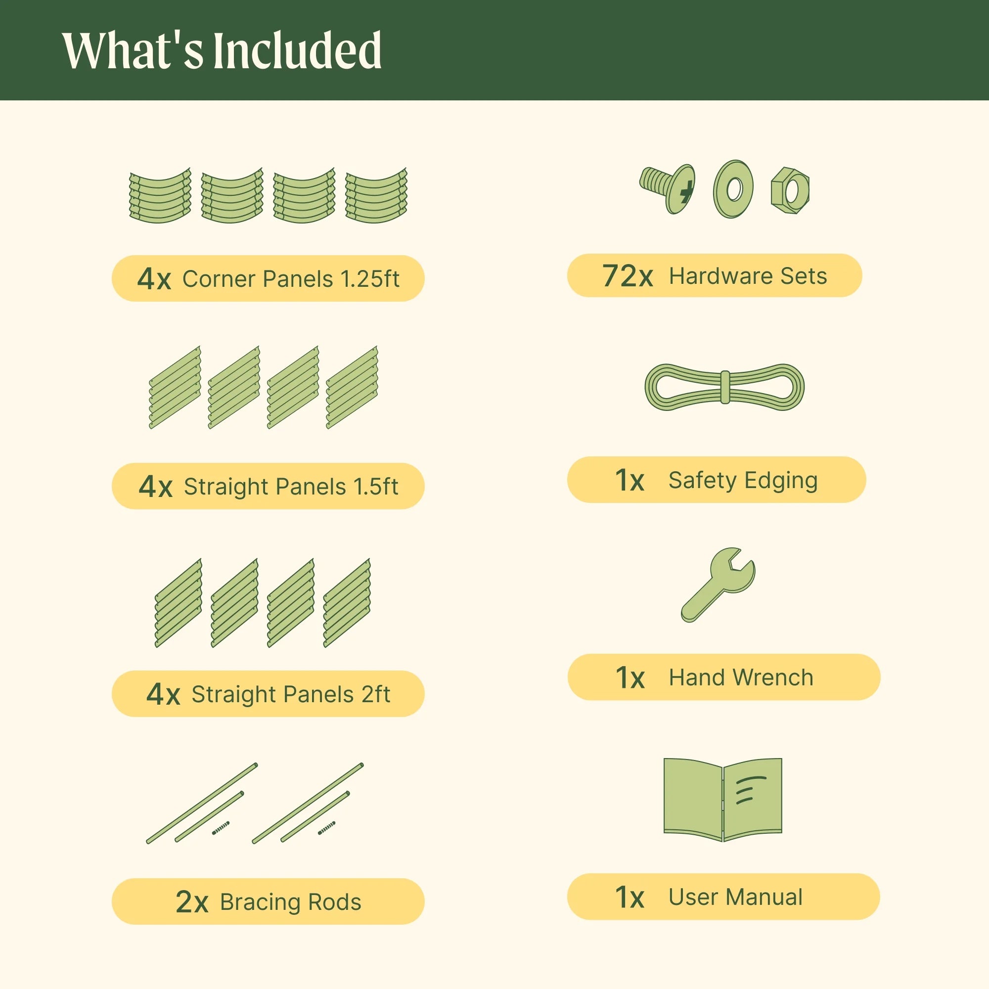 17" 10 in 1 Modular Metal Raised Gardening Bed Olive Green K70118
