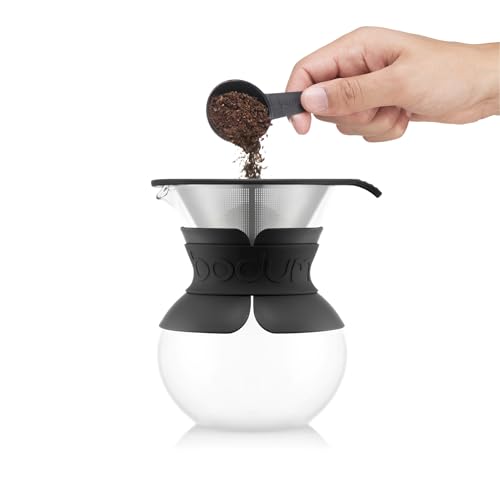 17oz Pour Over Coffee Maker with Reusable Stainless Steel Filter and Black Sleeve I4590