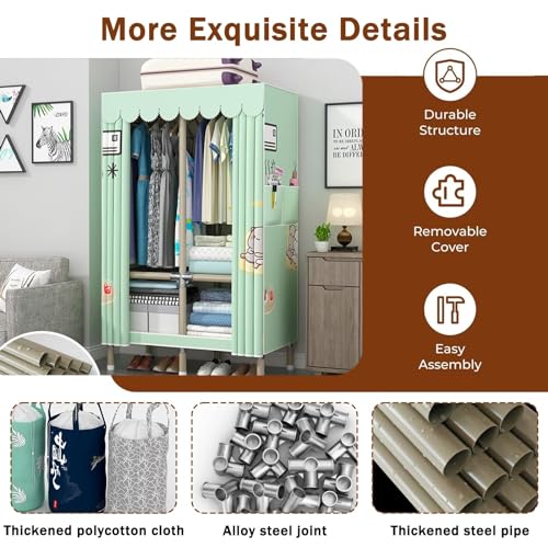 Canvas Wardrobe with Shelves and Hanging Rail I4121