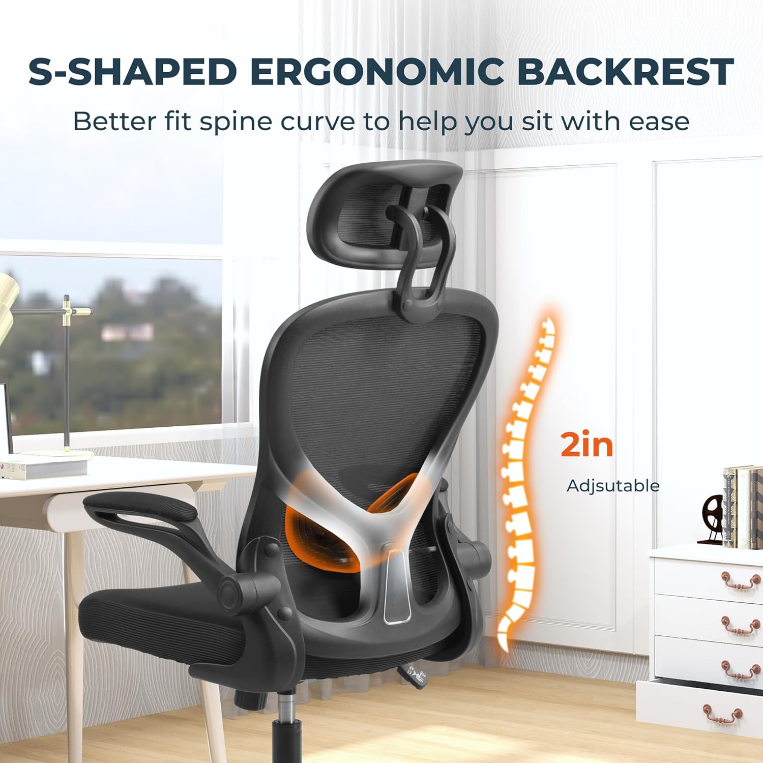 High Back Mesh Office Chair with Adjustable Lumbar Support S38386