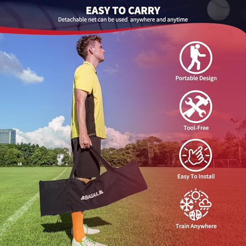 7x7 ft Baseball & Softball Practice Net with Bow Frame, Carry Bag P403