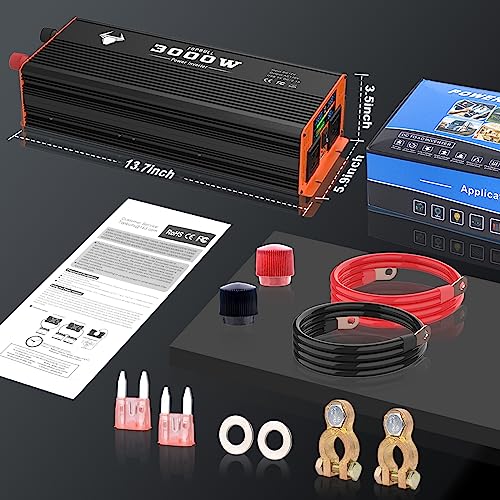 3000 Watt Power Inverter, 12V DC to 110V AC Converter, with LED Display, Dual AC Outlets, USB Port Z43685