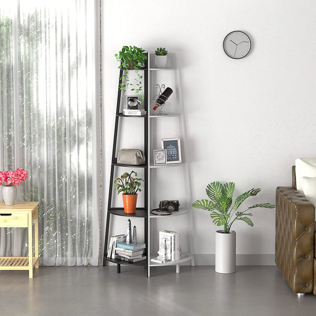 Black 5-Tier Corner Bookshelf F136