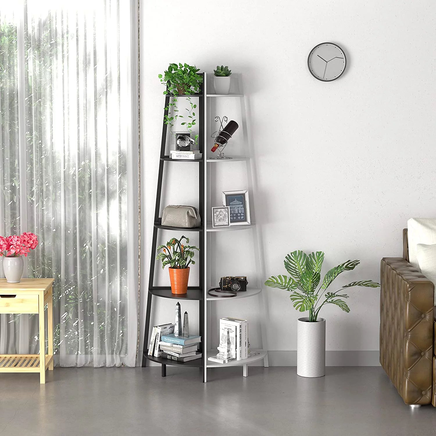 Black 5-Tier Corner Bookshelf F136