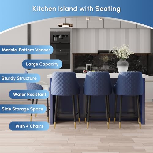72'' White Kitchen Island with 3 Drawers K307131