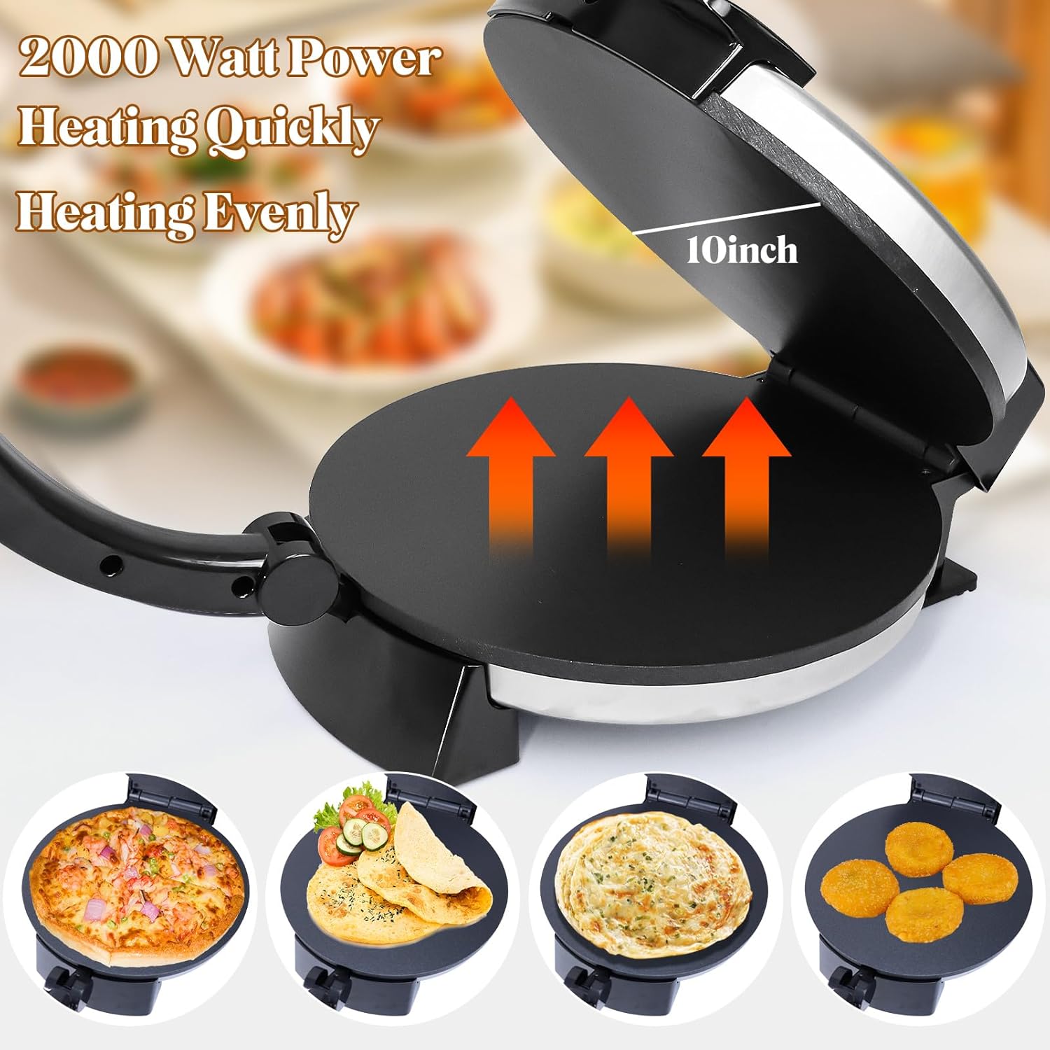 Non-Stick Electric Tortilla Press Roti Maker 10inch P38430