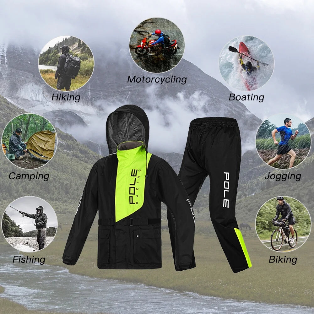 Men Waterproof Breathable Rain Suit Jacket and Pants I122800
