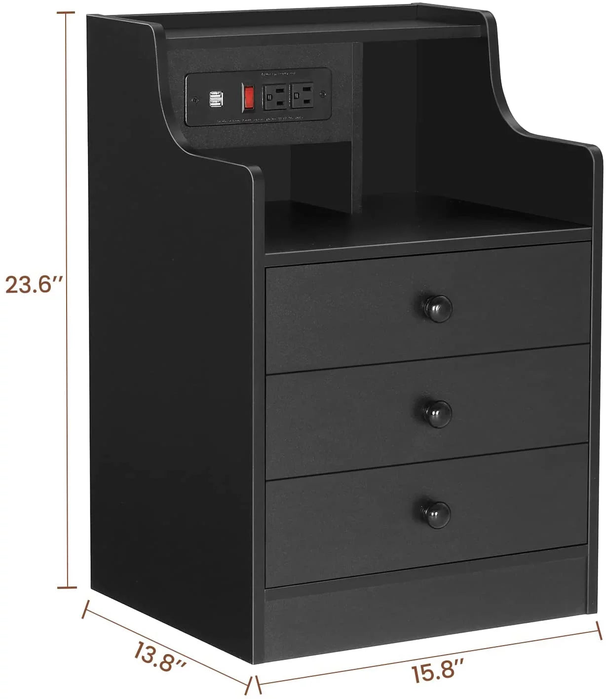 Black Nightstand Set of 2 with Storage Drawers N486620