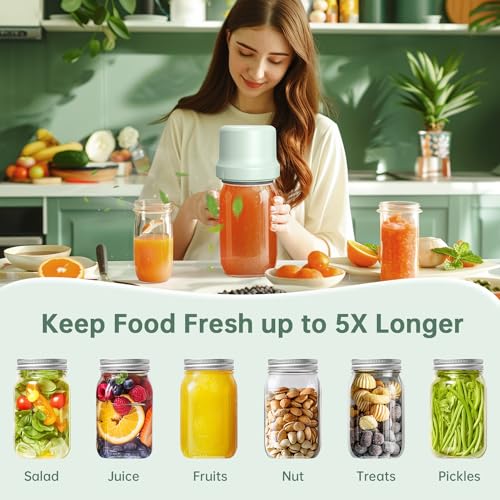 Electric Mason Jar Vacuum Sealer with Wide and Regular Mouth Mason Jar Lids J752