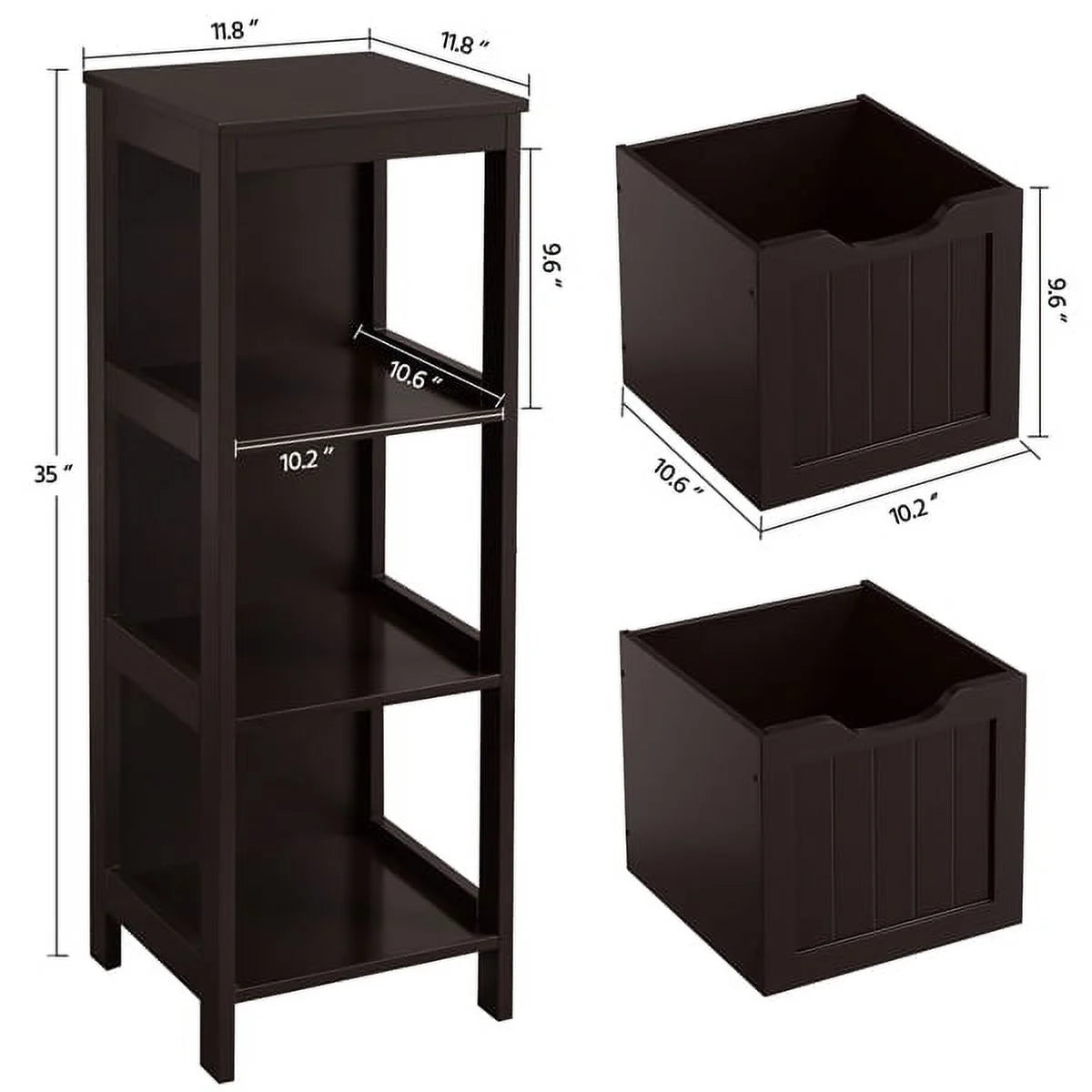 Espresso Wooden Bathroom Floor Cabinet with 2 Drawers and 1 Shelf Y180398