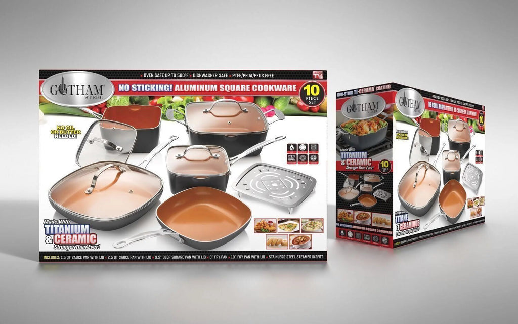 10 Piece Nonstick Ceramic Pots and Pans Set with Steamer O637