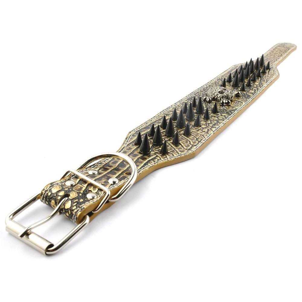 3 Inch Width Sharp Spiked Studded Leather Dog Collar W8796