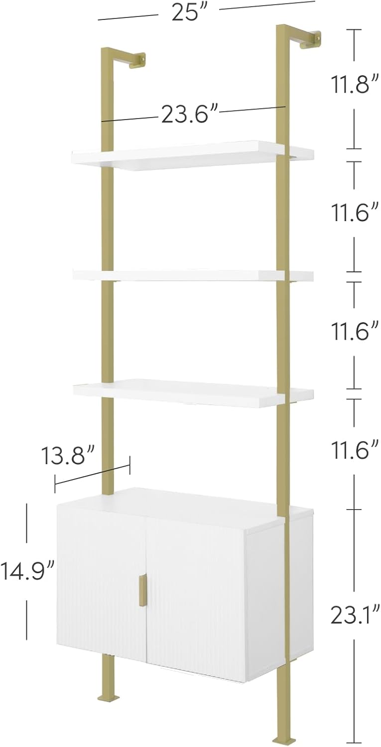 White Open Shelves Bookcase with Cabinet, Set of 2 L166407