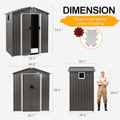 Gray 5x3 FT Outdoor Storage Shed with Window W52767