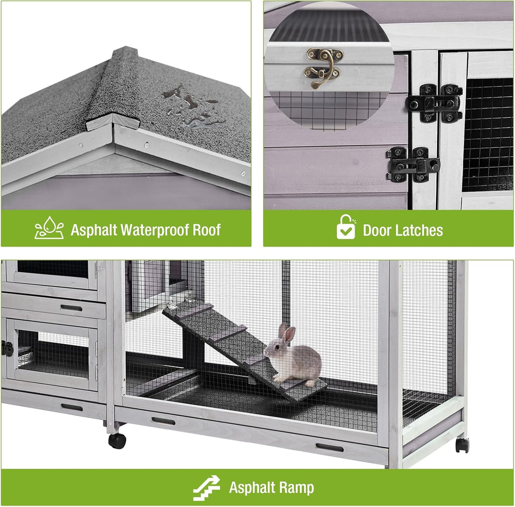 93.7" Rabbit Hutch with 8 Wheels and 4 Pull Out Trays X4740